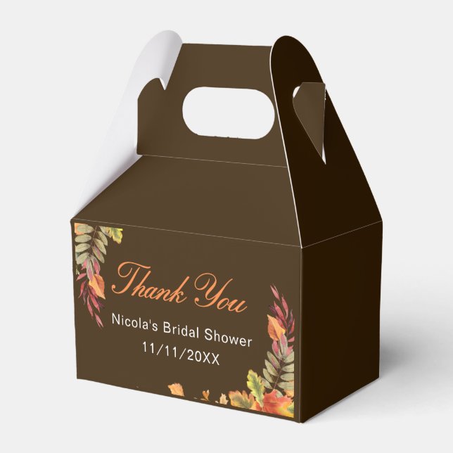 Rustic Autumn Fall Leaves Bridal Shower Favor Box (Front Side)