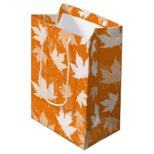 Rustic Autumn Fall Leaves Pattern  Medium Gift Bag