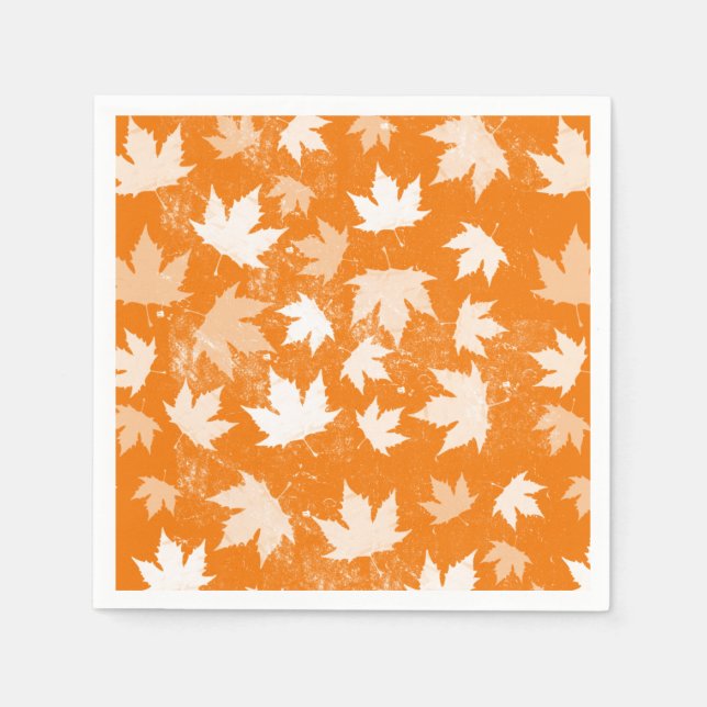 Rustic Autumn Fall Leaves Pattern  Napkin (Front)
