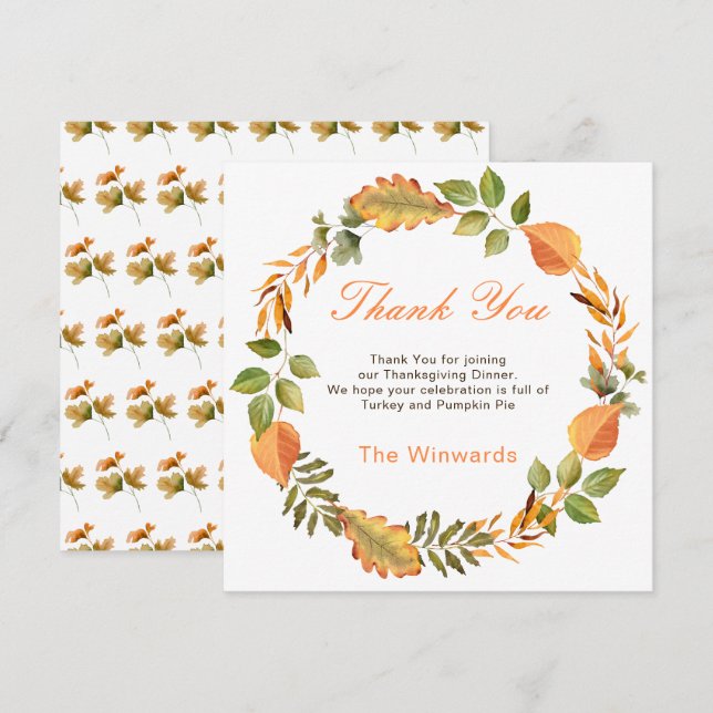 Rustic Autumn Fall Leaves Square Thanksgiving  (Front/Back)