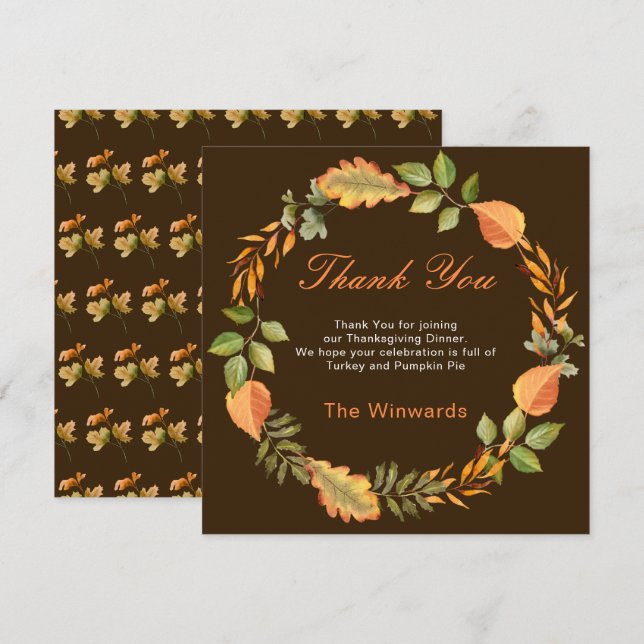 Rustic Autumn Fall Leaves Square Thanksgiving  (Front/Back)