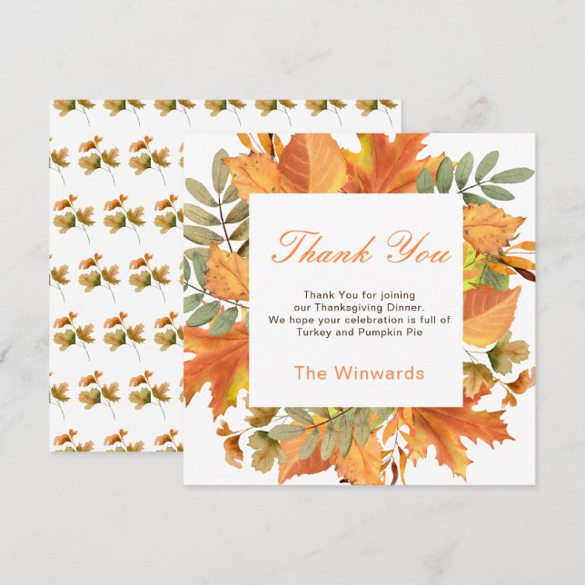 Rustic Autumn Fall Leaves Square Thanksgiving  (Front/Back)