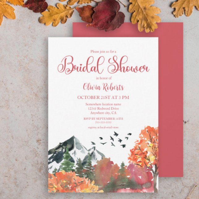 Rustic Autumn Fall Mountain Forest Bridal Shower Invitation (Creator Uploaded)