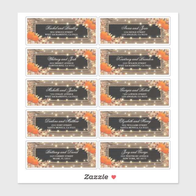 Rustic Autumn Fall Name and Address Wedding Label (Sheet)