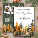 Rustic Autumn Fall Pine Trees QR Code Wedding Invitation<br><div class="desc">Amaze your guests with this all in one forest theme wedding invite featuring beautiful pine trees and modern typography with QR code for online RSVP. Simply add your event details on this easy-to-use template and adorn this card with your favourite photos to make it a one-of-a-kind invitation.</div>