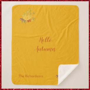 Rustic Autumn Fall Pumpkin Gold Colour  Sherpa Blanket