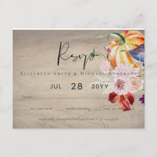 Rustic Autumn Fall Pumpkins Figs Flowers Wedding Postcard