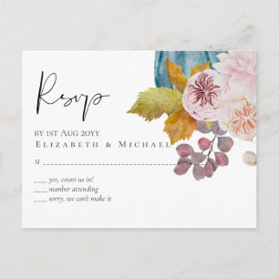 Rustic Autumn Fall Pumpkins Figs Flowers Wedding Postcard