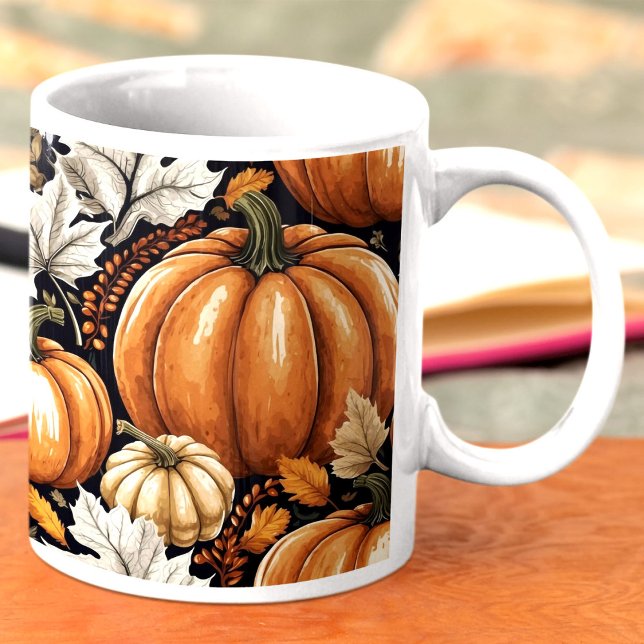 Rustic Autumn Fall Pumpkins Foliage Pattern  Coffee Mug (Creator Uploaded)