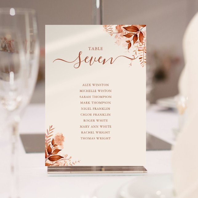 Rustic Autumn Fall Seating Plan Table Number (Rustic Autumn Fall Seating Plan Table Number)