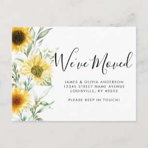 Rustic Autumn Fall Sunflower We've Moved Moving Announcement Postcard
