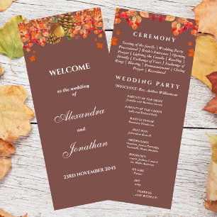 Rustic Autumn Fall Wedding Program