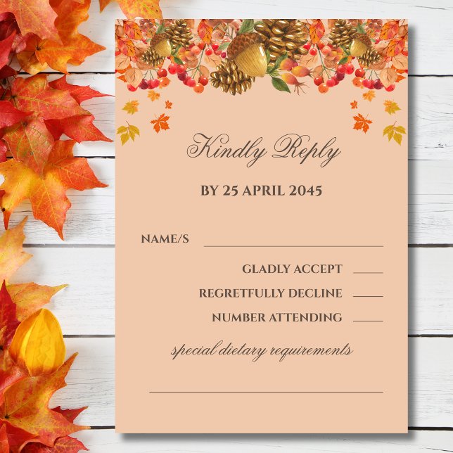 Rustic Autumn Fall Wedding RSVP Card  (Creator Uploaded)