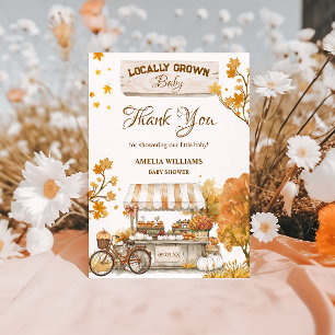 Rustic Autumn Farmers Market Baby Shower Thank You Card