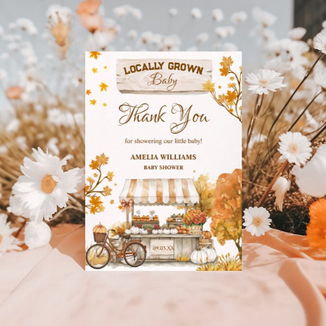 Rustic Autumn Farmers Market Baby Shower Thank You Card (Creator Uploaded)