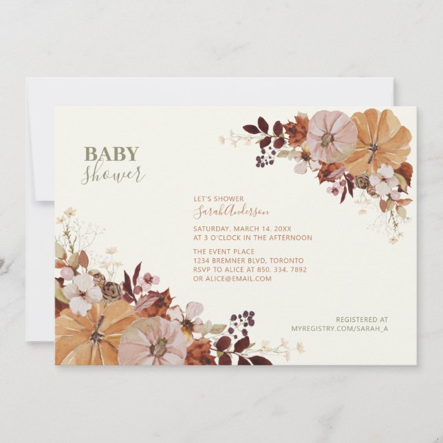 Rustic Autumn Floral Baby Shower Invitation (Front)
