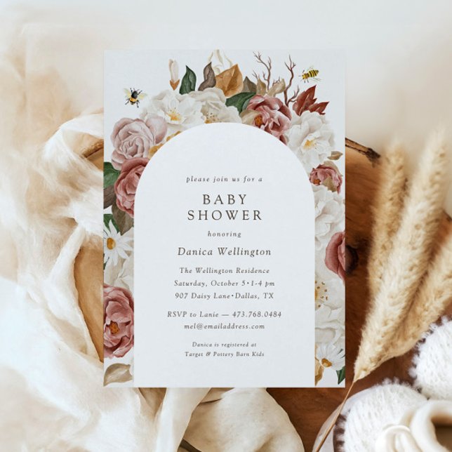 Rustic Autumn Floral | Boho Watercolor Baby Shower Invitation (Creator Uploaded)