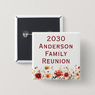 Rustic Autumn Floral Custom Family Reunion Square 2 Inch Square Button