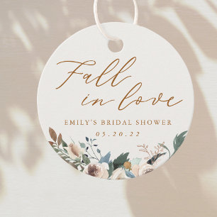 Rustic Autumn Floral Fall in Love Bridal Shower Favour Tags