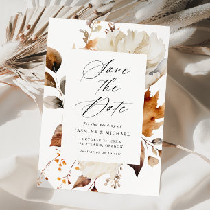 Rustic Autumn Floral Frame Wedding Save The Date