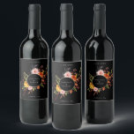 Rustic Autumn Floral Frame Wine Label<br><div class="desc">Rustic Autumn floral and foliage frame,  personalized wine labels. Features,  colourful fall leaves,  flowers and pale gold round frame. Modern design style template provides lines for names,  event date and location.</div>