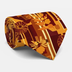 Rustic Autumn Floral Geometric Pattern (5) Tie