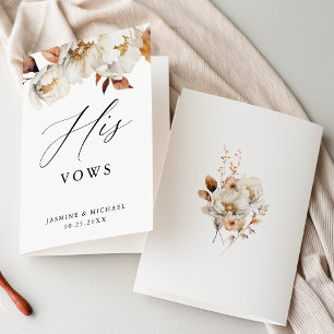 Rustic Autumn Floral His Wedding Vows Card