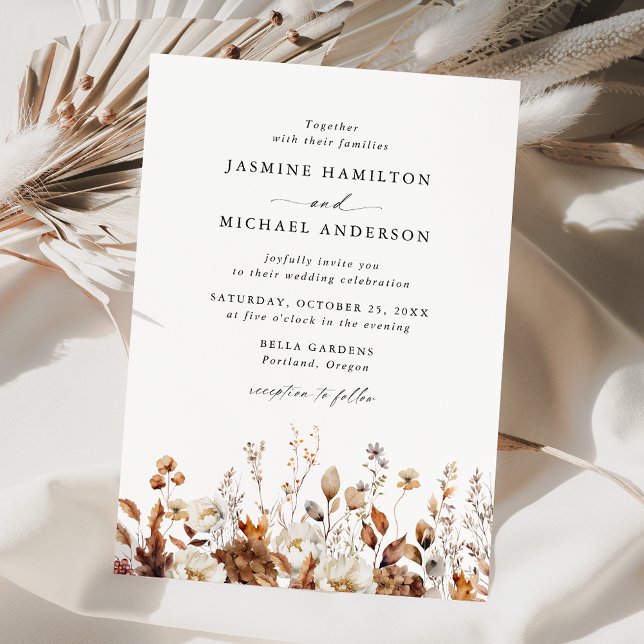 Rustic Autumn Floral Meadow Wedding Invitation (Creator Uploaded)