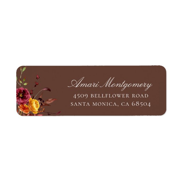 Rustic Autumn Floral Return Address Labels (Front)