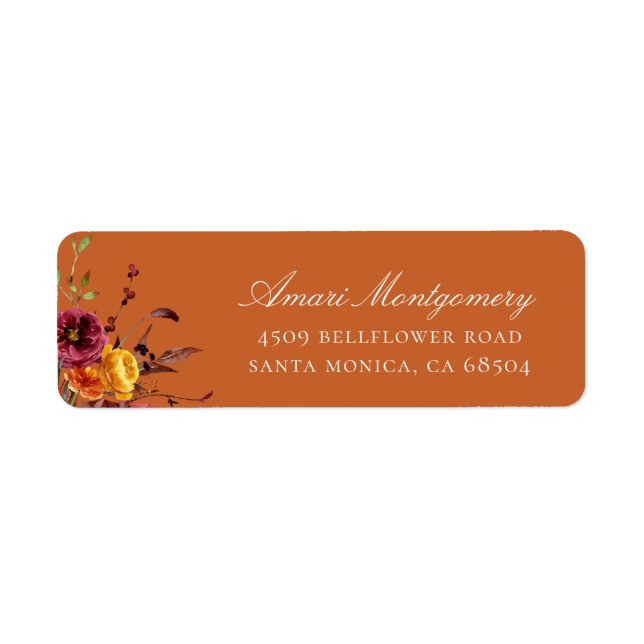 Rustic Autumn Floral Return Address Labels (Front)