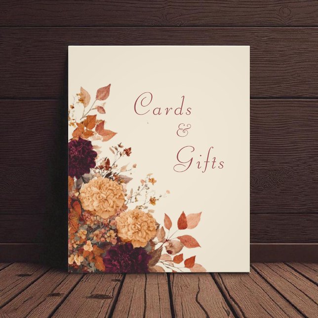 Rustic Autumn Floral Wedding Cards & Gifts Sign (Creator Uploaded)