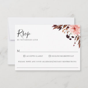 Rustic Autumn Floral Wedding Food Allergy RSVP