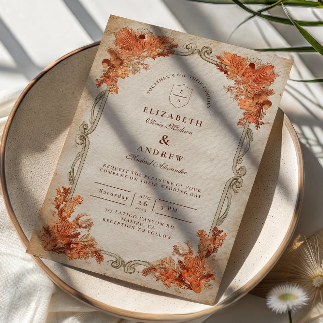 Rustic Autumn Floral Wedding Invitation (Creator Uploaded)