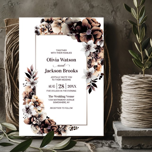 Rustic Autumn Floral Wedding Invitation (Creator Uploaded)