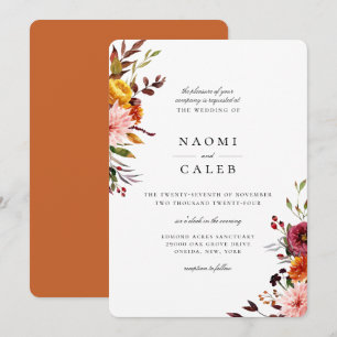 Rustic Autumn Floral Wedding Invitation