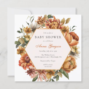 Rustic Autumn Florals Baby Shower Invitation