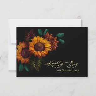 Rustic Autumn Florals Sunflower Fall Wedding RSVP Card