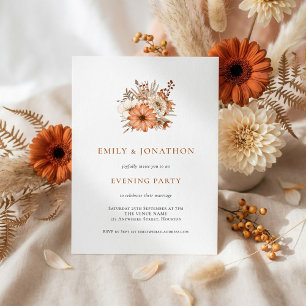 Rustic Autumn Florals Wedding Evening Party  Invitation