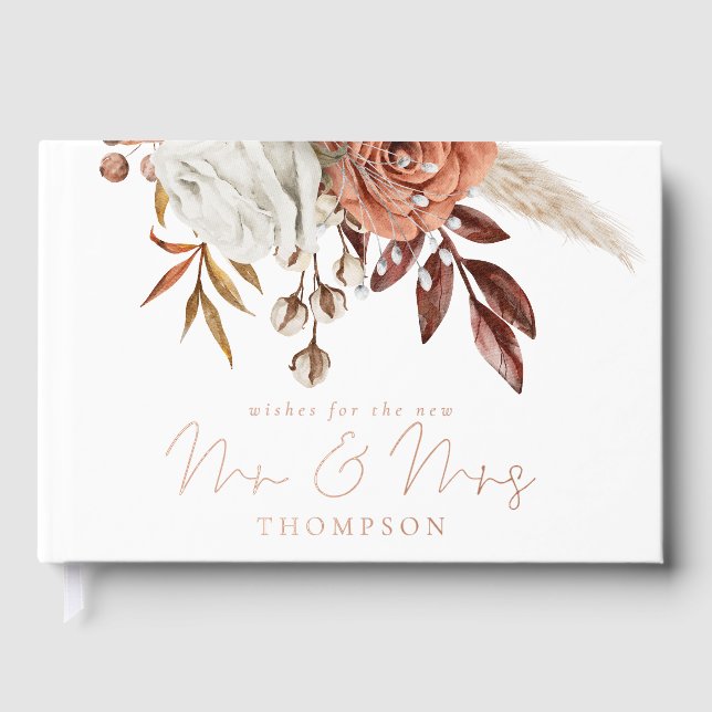 Rustic Autumn Florals Wedding Guest Book (Front)