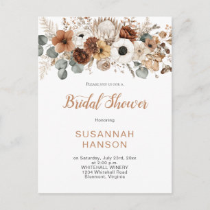 Rustic Autumn Flowers Bridal Shower Postcard