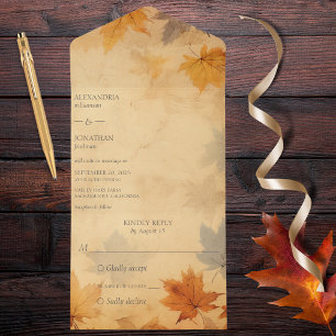 Rustic Autumn Foliage All In One Invitation