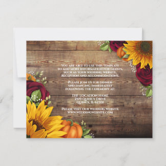 Rustic Autumn Foliage Mariage Détails Carte