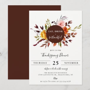 Rustic Autumn Foliage Thanksgiving Dinner Invitation