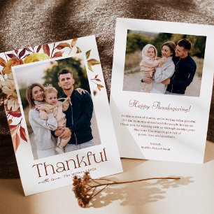 Rustic Autumn Foliage Thanksgiving Photo Holiday Card