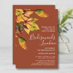 Rustic Autumn Foliage Wedding Bridesmaids Luncheon Invitation