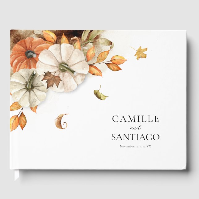Rustic Autumn Foliage Wedding Guest Book (Front)