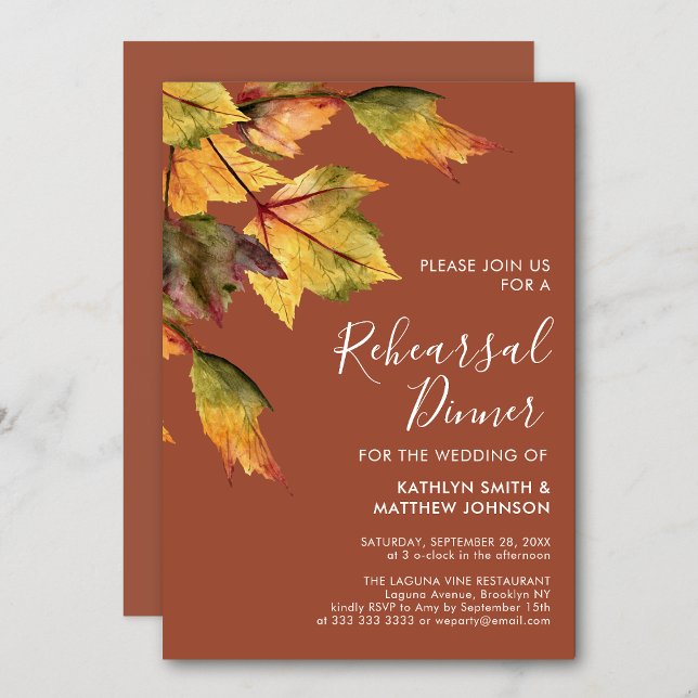 Rustic Autumn Foliage Wedding Rehearsal Dinner  Invitation (Creator Uploaded)