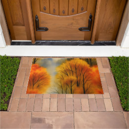 Rustic Autumn Forest - Fall Watercolor  Doormat