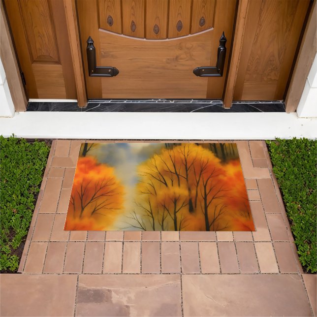 Rustic Autumn Forest - Fall Watercolor  Doormat (Outdoor)