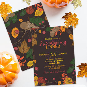 Rustic Autumn Friendsgiving Potluck Dinner Invitation